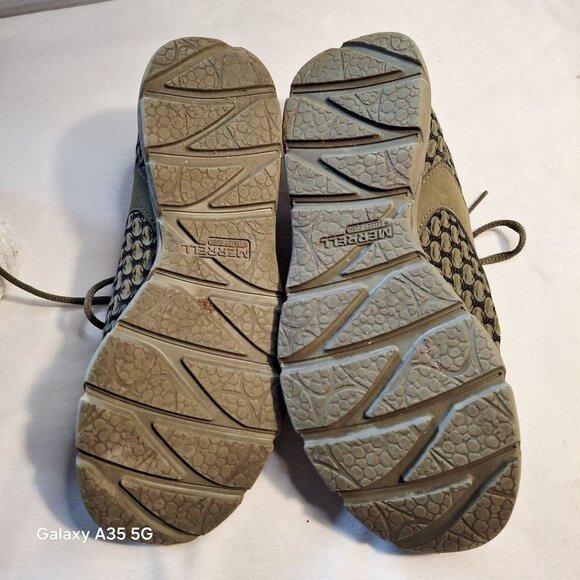 Merrell Womens Olive Green Lace-Up Sneakers Size 7.5 Lightweight Breathable Mesh - Picture 10 of 11